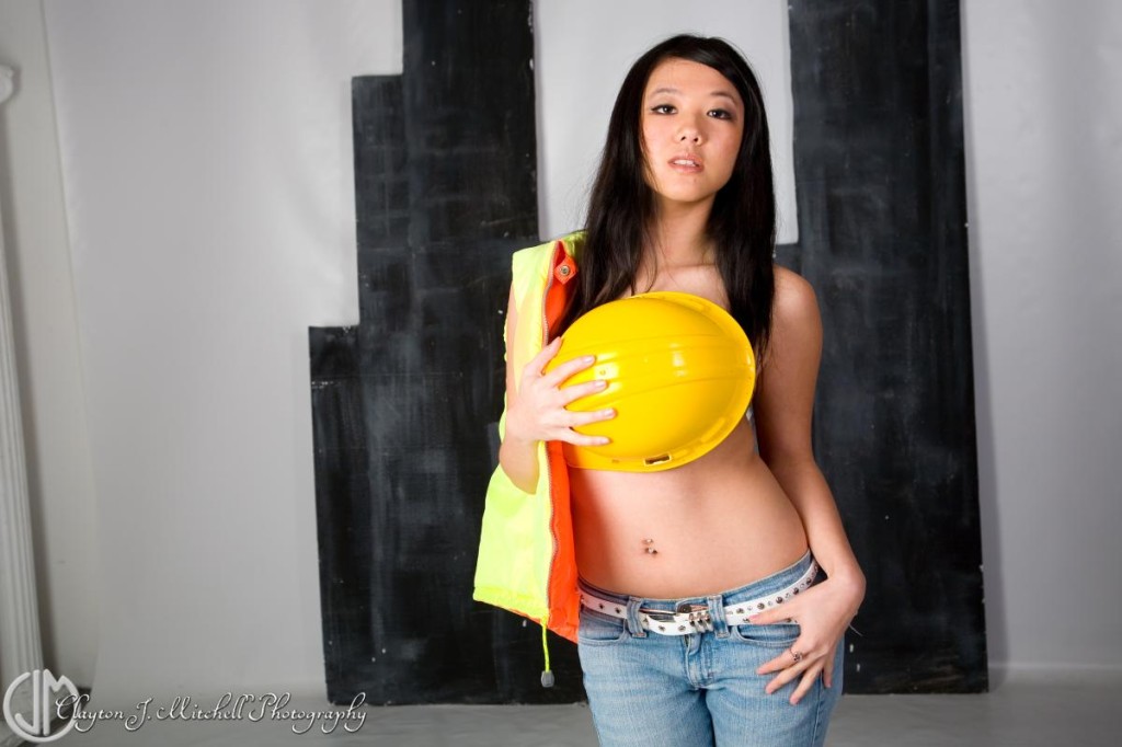 woman with a hardhat