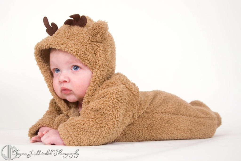 Baby in a reindeer costume
