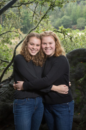 Two sisters in black at Lake Anza Berkeley