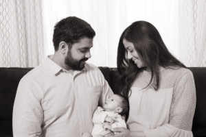 Sepia Newborn Family Portrait