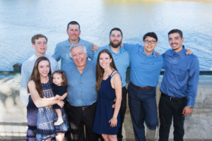 Family in blue tones in downtown Napa