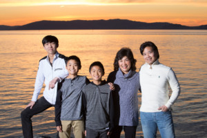 Orange Sunset Family Portrait at Shoreline Park Alameda