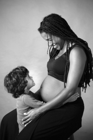 Mother and son maternity photo