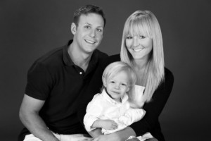 BW family of three in studio