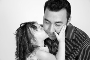 BW Father and Daughter