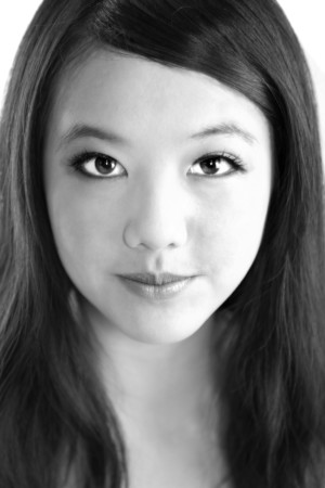 Closeup Asian Girl Headshot in Black and White