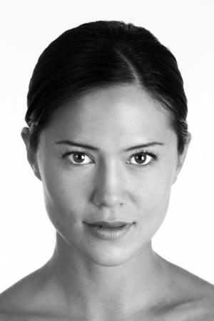 Hard stare black and white dramatic headshot