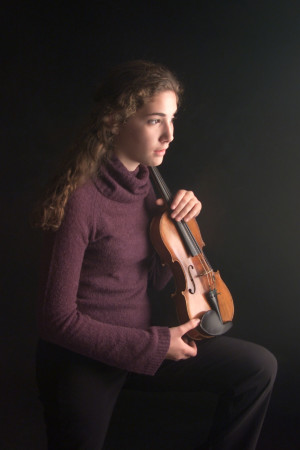 Senior with Violin shot in studio