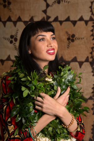 Masters graduate wearing traditional Samoan Outfit
