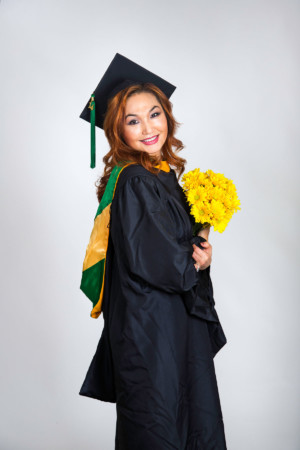 Masters Degree Graduation Picture in studio
