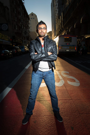 Dramatically lit portrait in downtown San Francisco