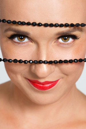 Closeup eyes with necklace