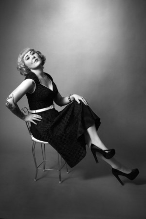 Retro studio fashion shoot in black and white