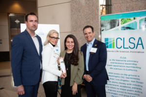 Award recipient at biotech event